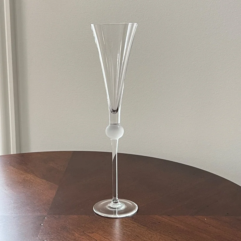Williams Sonoma Champagne Flute Satin Ball Stem Grande Cuisine Made in Hungary